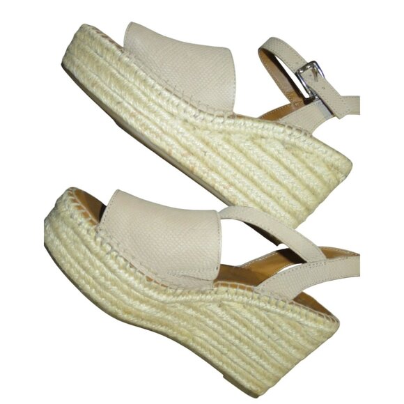 Franco Sarto Takara Tan Espadrille Leather Upper Platform Wedge Sandal sz 8.5 - Picture 6 of 11